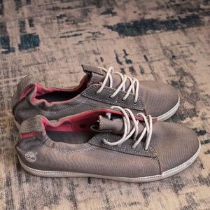 Timberland Women's Canvas Casual Shoe Sneaker Ortholite Gray Travel Walking SZ 8